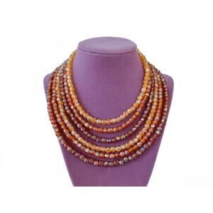 VTG Unsigned Schiaparelli Glass Bead 6 Strand Necklace MCM Glam Artsy 50s Gala